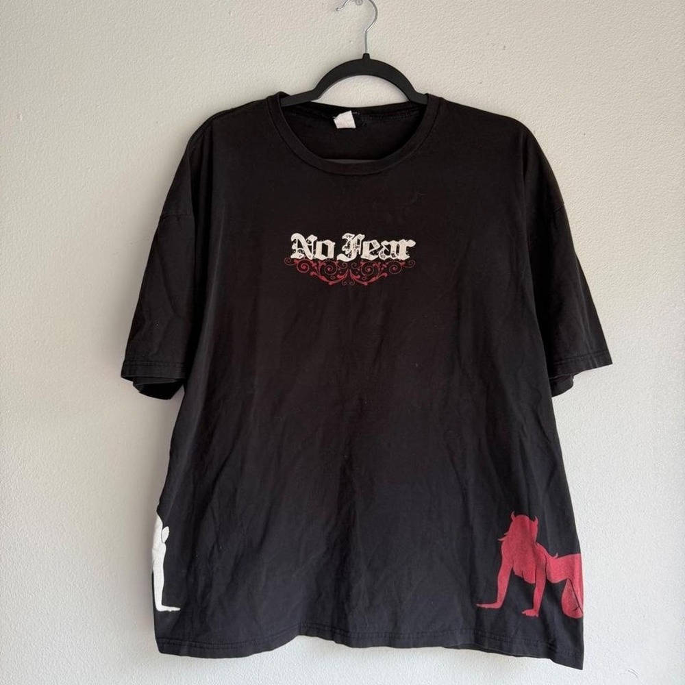 Y2k No Fear black angel & devil t-shirt size xxl boxy